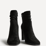 Miya Black Ruched Ankle Boots