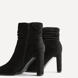 Miya Black Ruched Ankle Boots
