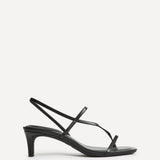 Mode Black Faux Leather Heeled Sandals