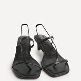 Mode Black Faux Leather Heeled Sandals