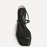 Mode Black Faux Leather Heeled Sandals