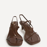 Mode Brown Faux Leather Heeled Sandals