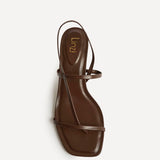 Mode Brown Faux Leather Heeled Sandals