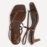 Mode Brown Faux Leather Heeled Sandals