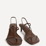 Mode Brown Faux Leather Heeled Sandals