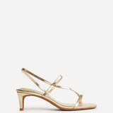 Mode Gold Faux Leather Heeled Sandals