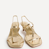 Mode Gold Faux Leather Heeled Sandals