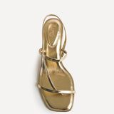 Mode Gold Faux Leather Heeled Sandals