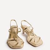 Mode Gold Faux Leather Heeled Sandals