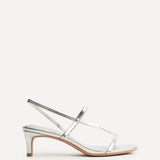 Mode Silver Faux Leather Heeled Sandals