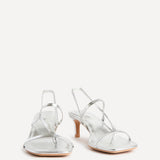 Mode Silver Faux Leather Heeled Sandals