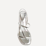 Mode Silver Faux Leather Heeled Sandals