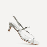 Mode Silver Faux Leather Heeled Sandals