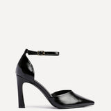 Moira Black Faux Leather V Cut Court Heels