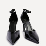 Moira Black Faux Leather V Cut Court Heels