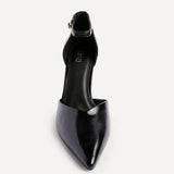 Moira Black Faux Leather V Cut Court Heels