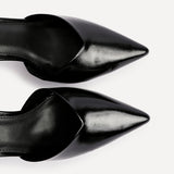 Moira Black Faux Leather V Cut Court Heels