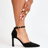 Moira Black Faux Suede V Cut Court Heels