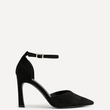 Moira Black Faux Suede V Cut Court Heels