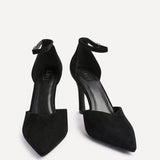 Moira Black Faux Suede V Cut Court Heels