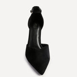Moira Black Faux Suede V Cut Court Heels