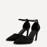 Moira Black Faux Suede V Cut Court Heels