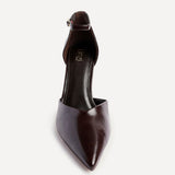 Moira Brown Faux Leather V Cut Court Heelsv