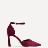 Moira Burgundy Faux Suede V Cut Court Heels