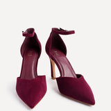 Moira Burgundy Faux Suede V Cut Court Heels