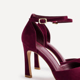 Moira Burgundy Faux Suede V Cut Court Heels
