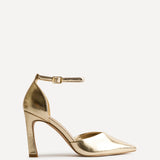 Moira Gold Faux Leather V Cut Court Heels