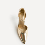 Moira Gold Faux Leather V Cut Court Heels