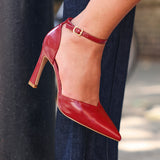 Moira Red Faux Leather V Cut Court Heelsv