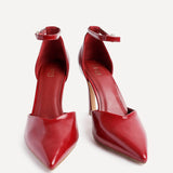 Moira Red Faux Leather V Cut Court Heelsv