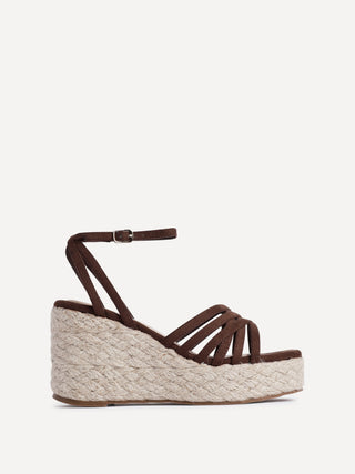 Moment Brown Faux Suede Wedge Sandals