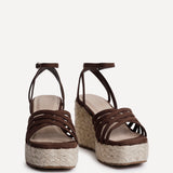 Moment Brown Faux Suede Wedge Sandals
