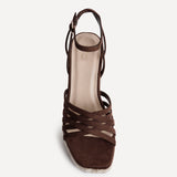 Moment Brown Faux Suede Wedge Sandals