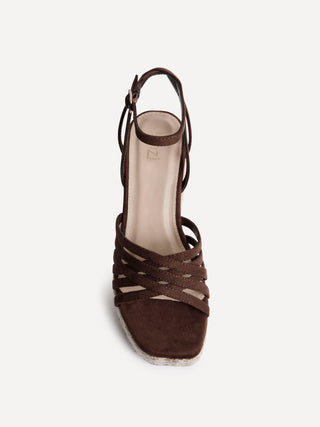 Moment Brown Faux Suede Wedge Sandals