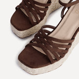 Moment Brown Faux Suede Wedge Sandals