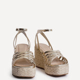 Moment Gold Faux Leather Wedge Sandals