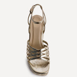 Moment Gold Faux Leather Wedge Sandals