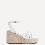 Moment White Faux Leather Wedge Sandals