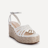 Moment White Faux Leather Wedge Sandals