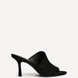 Monarch Black Peep Toe Mule Heels