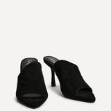 Monarch Black Peep Toe Mule Heels