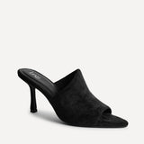 Monarch Black Peep Toe Mule Heels