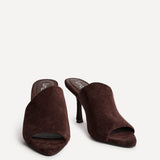 Monarch Brown Peep Toe Mule Heels