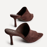 Monarch Brown Peep Toe Mule Heels