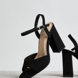 Monroe Wide Fit Black Block Heels