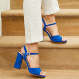 Monroe Wide Fit Cobalt Blue Block Heels